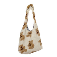 Cute Bear Print Portable Top-handle Bags