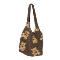 Cute Bear Print Portable Top-handle Bags