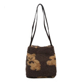 Cute Bear Print Portable Top-handle Bags