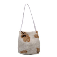 Cute Bear Print Portable Top-handle Bags